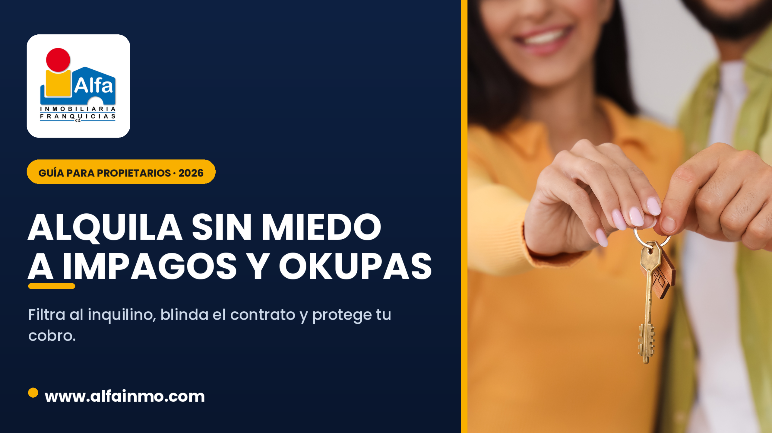 Propietaria alquilando su piso de forma segura con Alfa Inmobiliaria, evitando impagos y okupas.