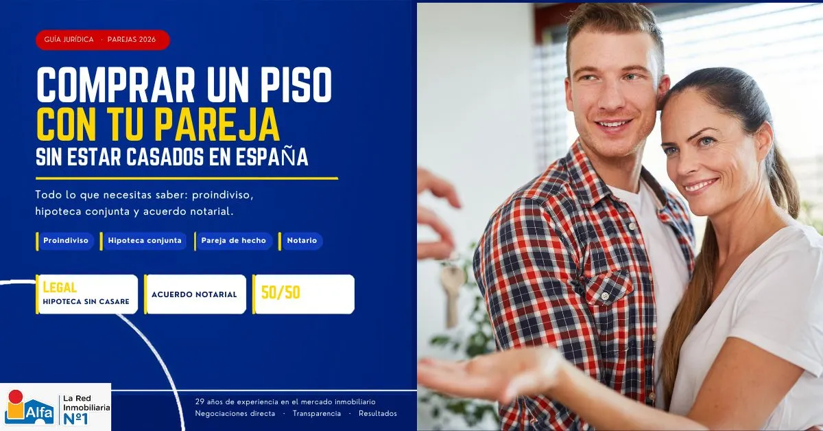 Guía jurídica de Alfa Inmobiliaria para comprar un piso con pareja sin estar casados en España en 2026: proindiviso, hipoteca conjunta y acuerdo notarial